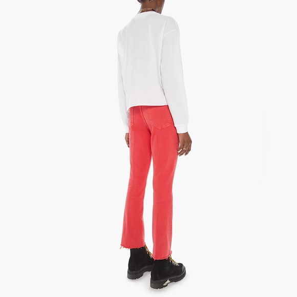 MOTHER HUSTLER ANKLE FRAY BOOTCUT JEAN - MARS RED BNWT - Picture 3 of 6